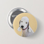 Bedlington Terrier Painting - Original Dog Art Button (Vorne & Hinten)