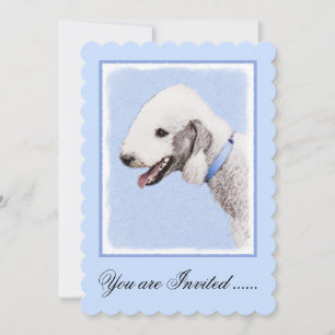Bedlington Terrier Painting - Original Dog Art Einladung