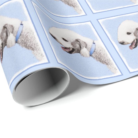 Bedlington Terrier Painting - Original Dog Art Geschenkpapier (Rolleneckpunkt)