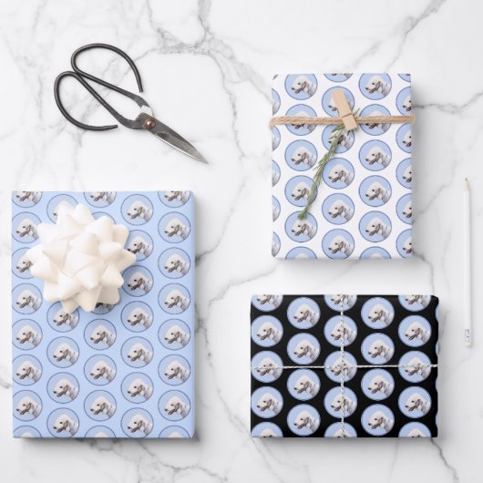 Bedlington Terrier Painting - Original Dog Art Geschenkpapier Set (Vorderseite)