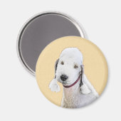 Bedlington Terrier Painting - Original Dog Art Magnet (Vorderseite/Rückseite)