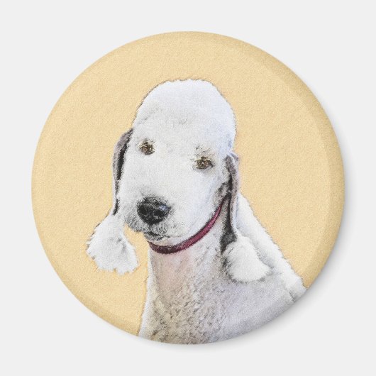 Bedlington Terrier Painting - Original Dog Art Magnet (Vorne)