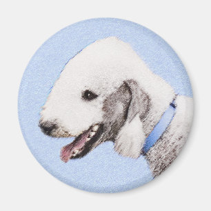 Bedlington Terrier Painting - Original Dog Art Magnet