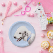 Bedlington Terrier Painting - Original Dog Art Pappteller (Party)