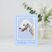 Bedlington Terrier Painting - Original Dog Art Postkarte (Stehend Vorderseite)