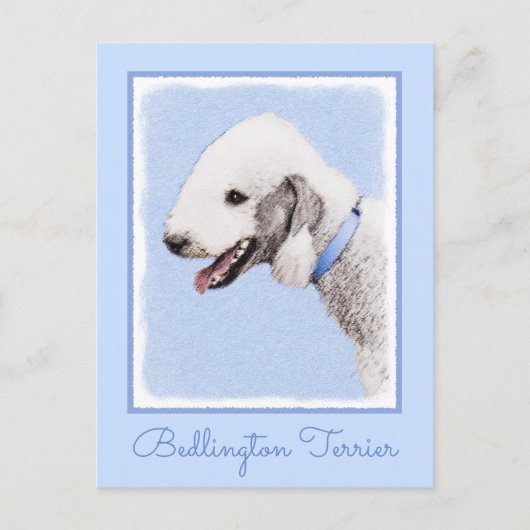 Bedlington Terrier Painting - Original Dog Art Postkarte (Vorderseite)