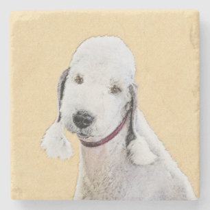 Bedlington Terrier Painting - Original Dog Art Steinuntersetzer