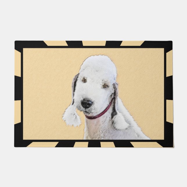 Bedlington Terrier Painting - Original Hund Kunst Fußmatte (Vorderseite)