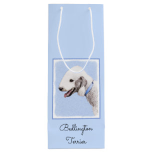 Bedlington Terrier Painting - Original Hund Kunst Geschenktüte Für Weinflaschen