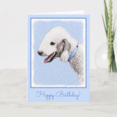 Bedlington Terrier Painting - Original Hund Kunst Karte (Vorderseite)
