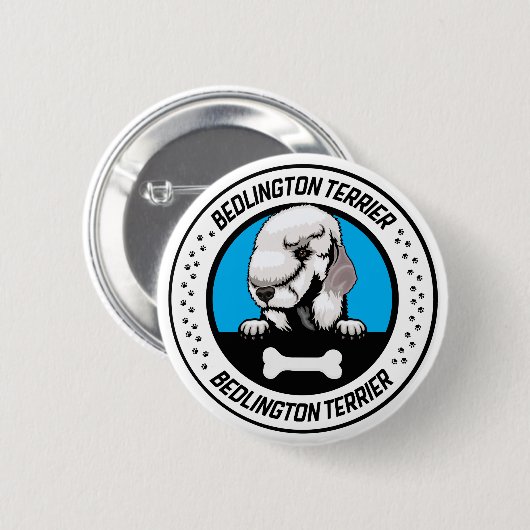 Bedlington Terrier Peeking Illustration Abzeichen Button (Vorne & Hinten)