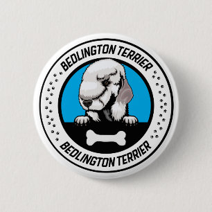 Bedlington Terrier Peeking Illustration Abzeichen Button