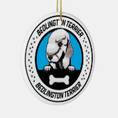 Bedlington Terrier Peeking Illustration Abzeichen Keramik Ornament (Rechts)