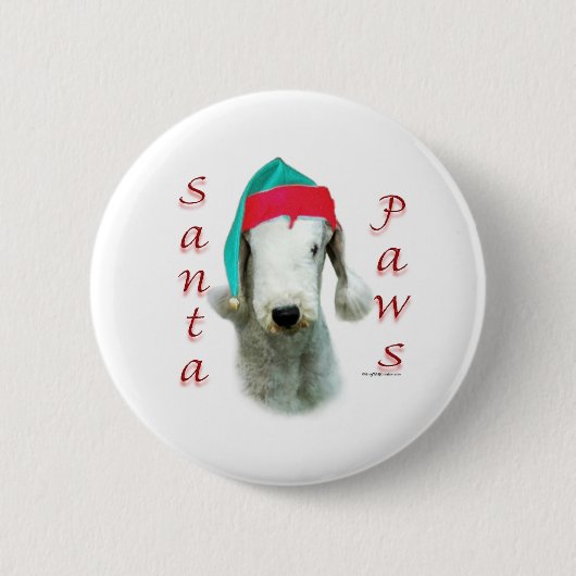 Bedlington Terrier Santa Paws Button (Vorderseite)
