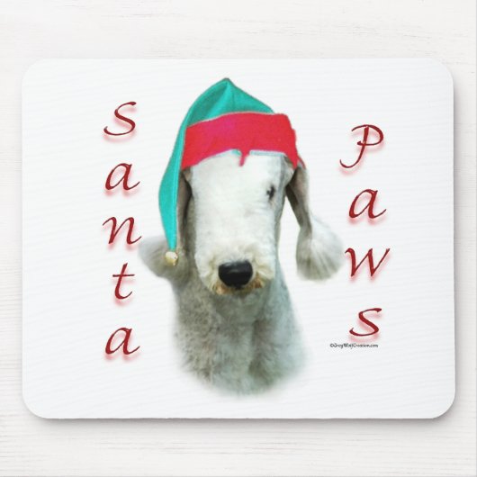 Bedlington Terrier Santa Paws Mousepad (Vorne)