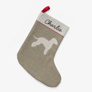 Bedlington Terrier Silhouette Personalisiert Dog Kleiner Weihnachtsstrumpf