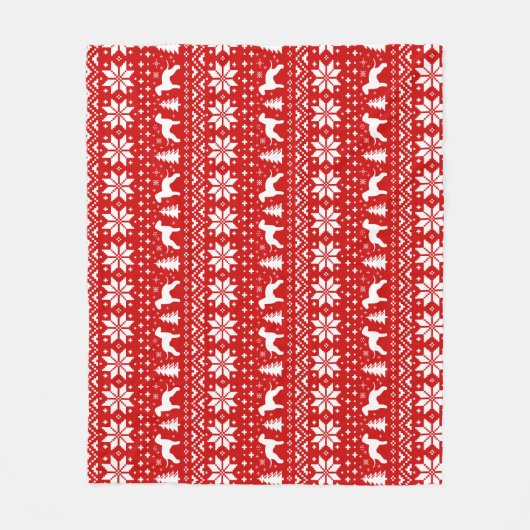 Bedlington Terrier-Silhouette-Weihnachtsmuster Fleecedecke (Vorderseite)