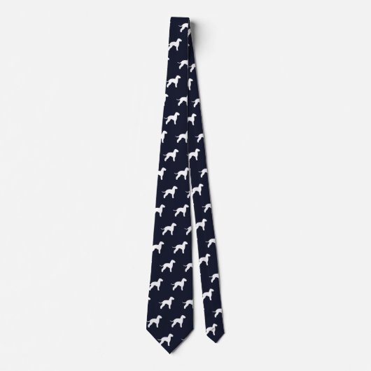 Bedlington Terrier Silhouetten Pattern Navy Blue Krawatte (Vorderseite)