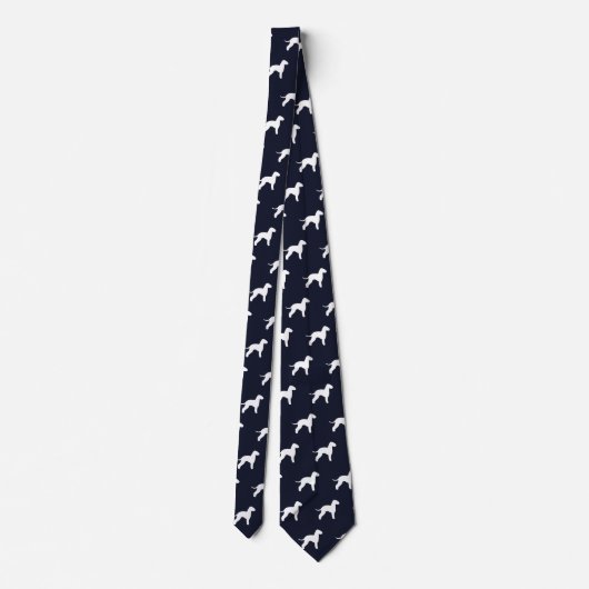 Bedlington Terrier Silhouetten Pattern Navy Blue Krawatte (Rückseite)