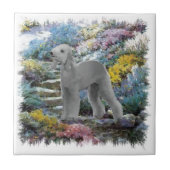 Bedlington Terrier Summer Garden Fliese (Vorderseite)