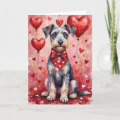 Bedlington Terrier Valentine Dog Sitting Karte (Vorderseite)