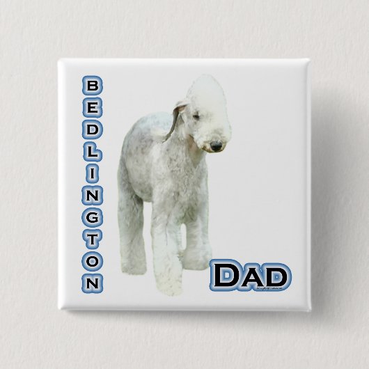 Bedlington Terrier Vater 4 - Schaltfläche Button (Vorderseite)