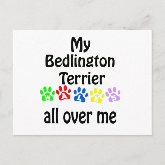 Bedlington Terrier Walks Design Postkarte (Vorderseite)