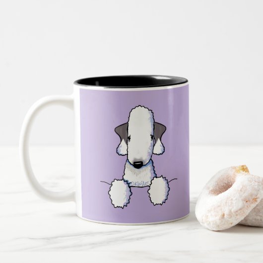 Bedlington Terrier Zwei-Tone-Tasse Zweifarbige Tasse (Mit Donut)