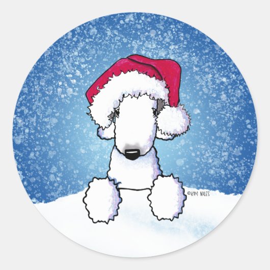 Bedlington Weihnachten Runder Aufkleber (Vorderseite)
