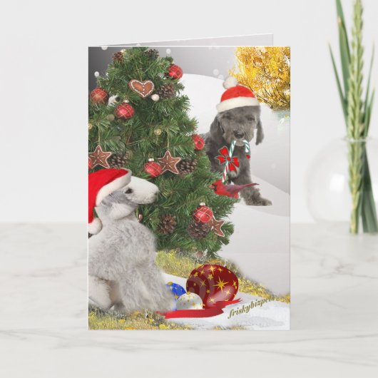 Bedlington Weihnachtsfeiertage Feiertagskarte (Vorderseite)