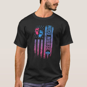 Bedrängte amerikanische Flagge Nicu Krankenschwest T-Shirt