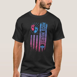 Bedrängte amerikanische Flagge Nicu Krankenschwest T-Shirt