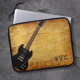 Bedrängte elektrische Gitarre monogrammiert Laptopschutzhülle