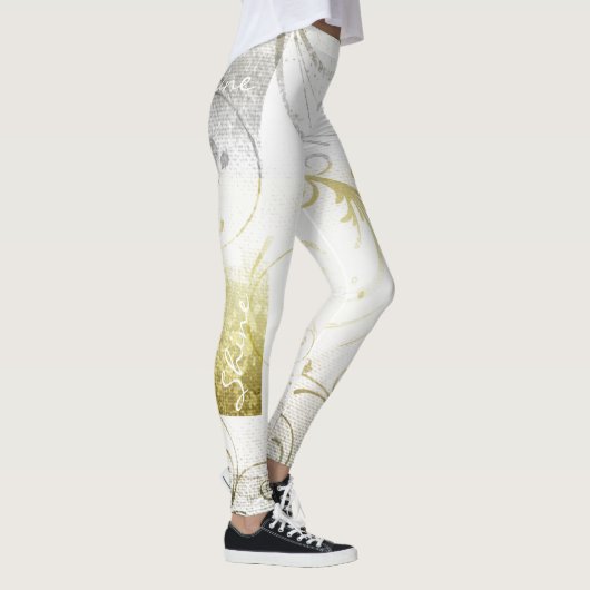 Bedrängte Leggings Schnörkel aus Gold und Zinn (Rechts)