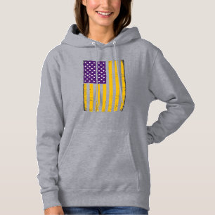 Bedrängte lila und goldene amerikanische Flagge Ve Hoodie