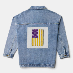 Bedrängte lila und goldene amerikanische Flagge Ve Jeansjacke