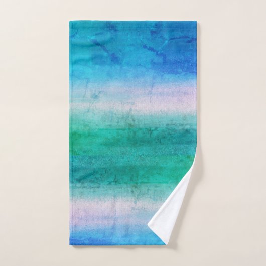 Bedrängte Ocean Blue Green Ombre Strand Badhandtuch Set (Handtuch)