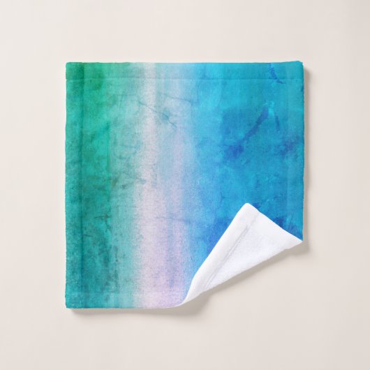 Bedrängte Ocean Blue Green Ombre Strand Badhandtuch Set (Waschlappen)