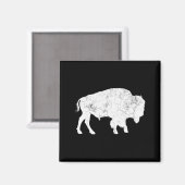 Bedrängtes Büffel-Retro-Bison-Tierliebhaber-Shirt Magnet (Vorderseite/Rückseite)