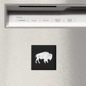 Bedrängtes Büffel-Retro-Bison-Tierliebhaber-Shirt Magnet (In Situ (Geschirrspüler))