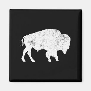 Bedrängtes Büffel-Retro-Bison-Tierliebhaber-Shirt Magnet