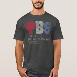 Bedrängtes Rot Weiß und Blau Vintage-Logo Freund T-Shirt