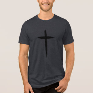 Bedrängtes schwarzes Kreuz Tri-Blend Shirt