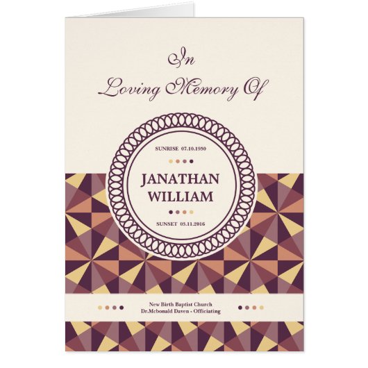 Bedruckbare Begräbnis- Programm-Schablone (Vorne)