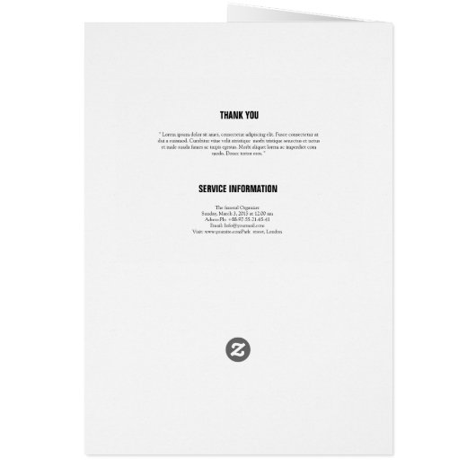 Bedruckbare Begräbnis- Programm-Schablone (Hinten)