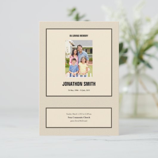 Bedruckbare Begräbnis- Programm-Schablone Einladung (Stehend Vorderseite)