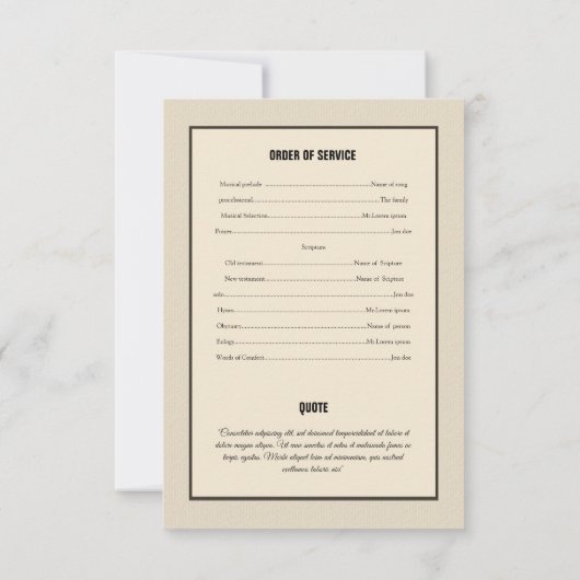 Bedruckbare Begräbnis- Programm-Schablone Einladung (Rückseite)