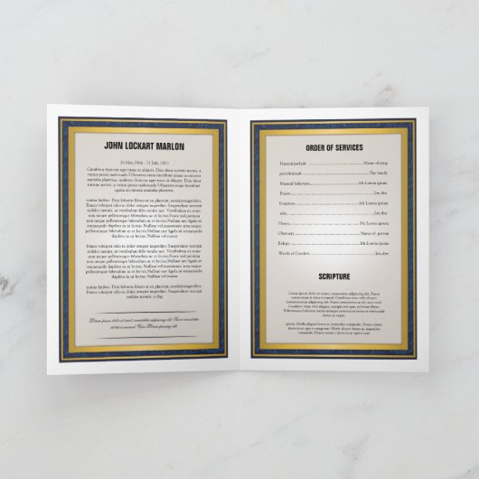 Bedruckbare Begräbnis- Schablone Programm (Innenseite)