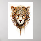 Bedruckbare Steampunk Tiger Metallic Cogs Wheels 1 Poster (Vorne)