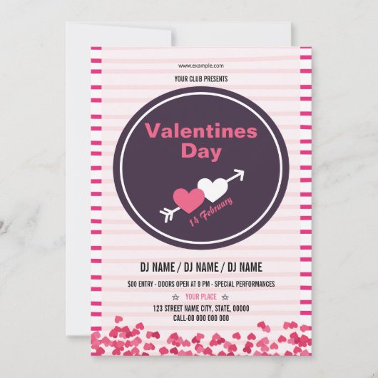 Bedruckbare Valentines-Party-Flyer-Schablone Einladung (Vorderseite)
